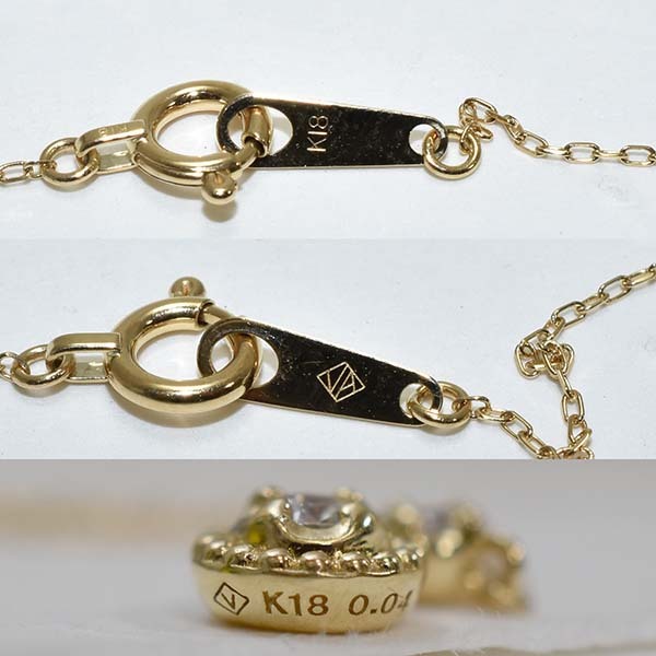  Vendome бриллиант 0.04ct 18 золотой желтое золото K18YG колье коробка VENDOME маленький колье 