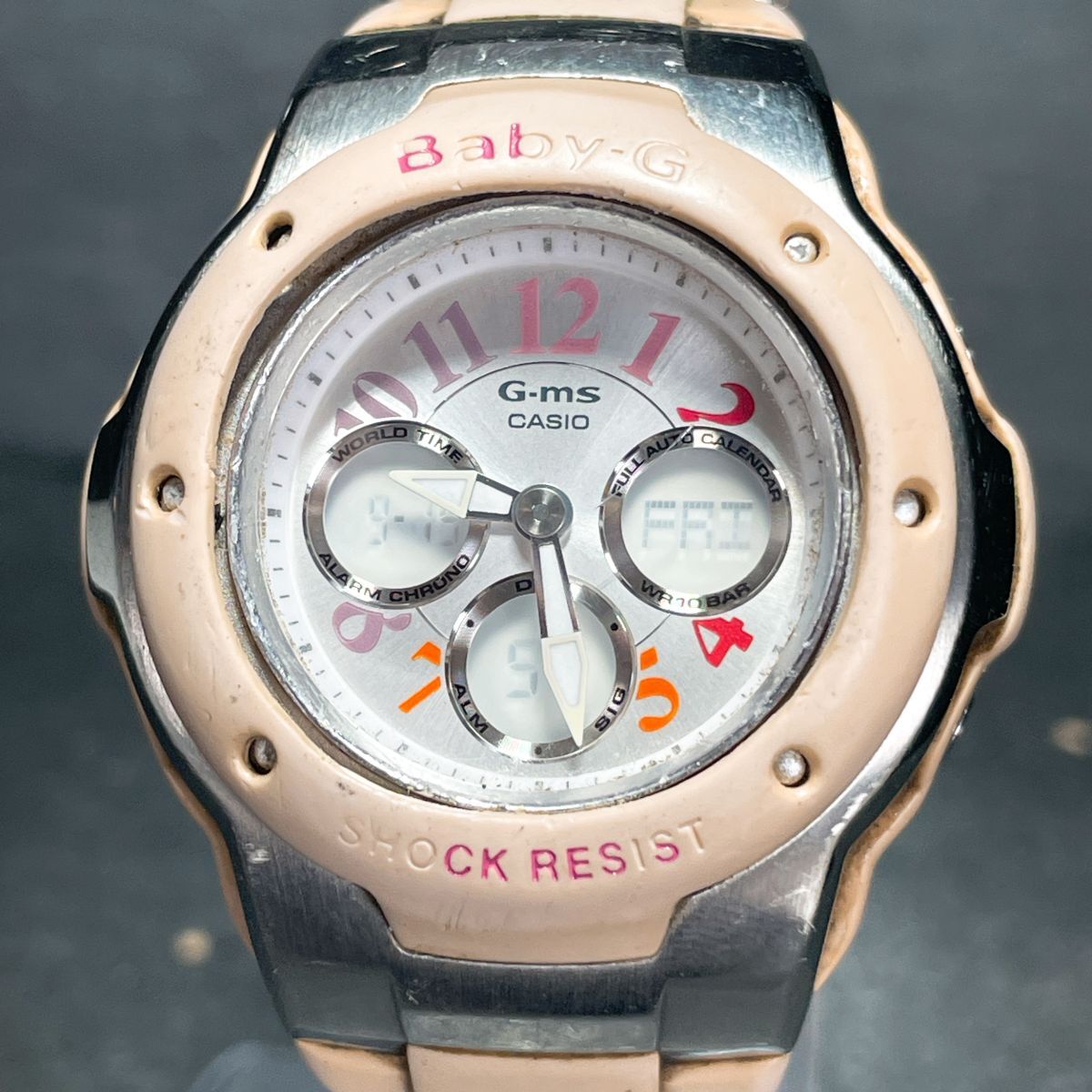 美品 CASIO カシオ Baby-G ベビージー G-ms ジーミズ MSG-302C 腕時(shí)計(jì) アナデジ クオーツ 多機(jī)能 カレンダー 新品電池交換済み 動(dòng)作確認(rèn)済