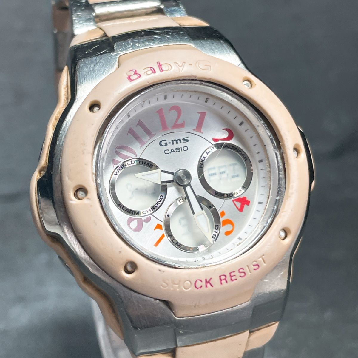 美品 CASIO カシオ Baby-G ベビージー G-ms ジーミズ MSG-302C 腕時(shí)計(jì) アナデジ クオーツ 多機(jī)能 カレンダー 新品電池交換済み 動(dòng)作確認(rèn)済
