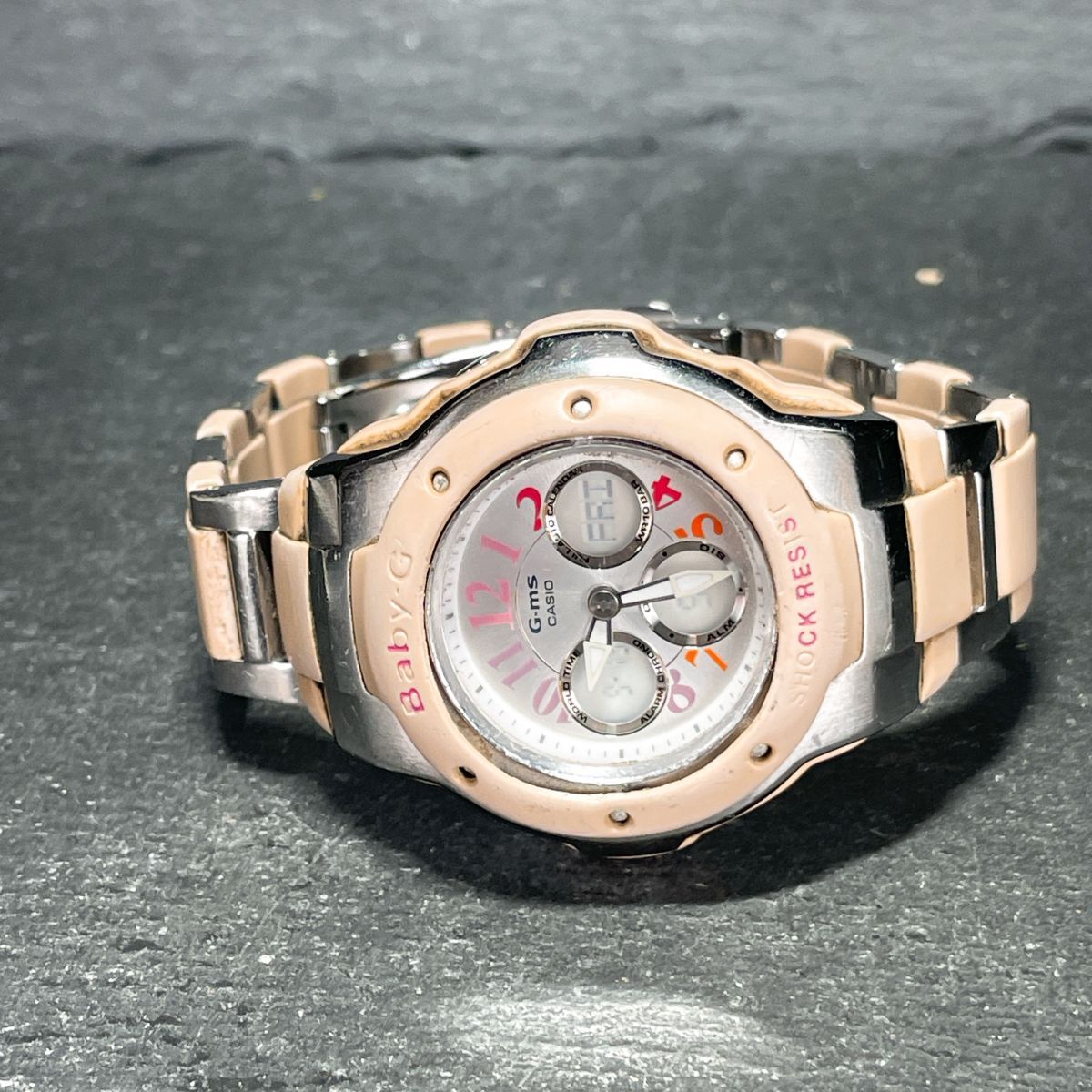 美品 CASIO カシオ Baby-G ベビージー G-ms ジーミズ MSG-302C 腕時(shí)計(jì) アナデジ クオーツ 多機(jī)能 カレンダー 新品電池交換済み 動(dòng)作確認(rèn)済