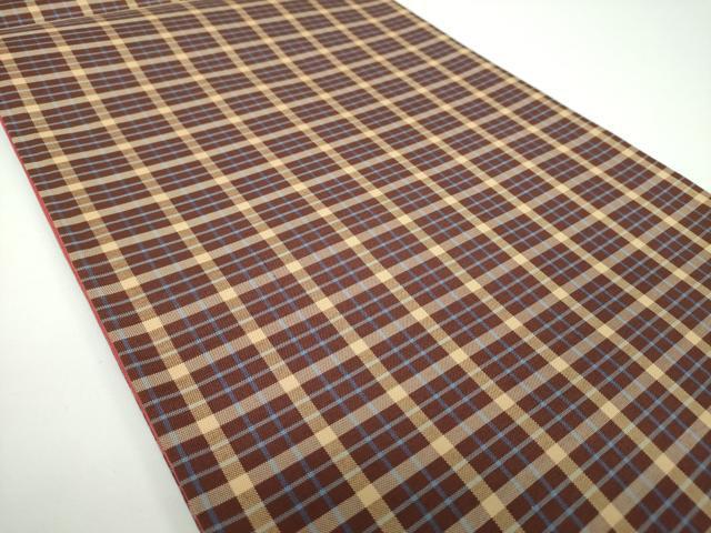平和屋着物●西陣　じゅらく謹製　両面　全通柄袋帯　格子　証紙付き　正絹　逸品　未使用　DAAV6757ps