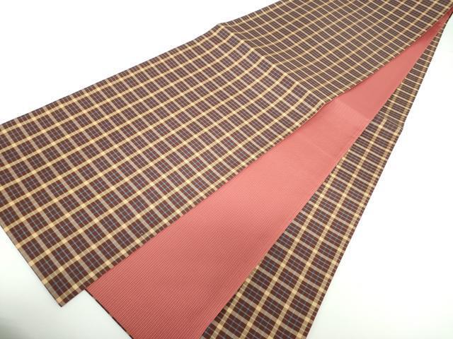 平和屋着物●西陣　じゅらく謹製　両面　全通柄袋帯　格子　証紙付き　正絹　逸品　未使用　DAAV6757ps