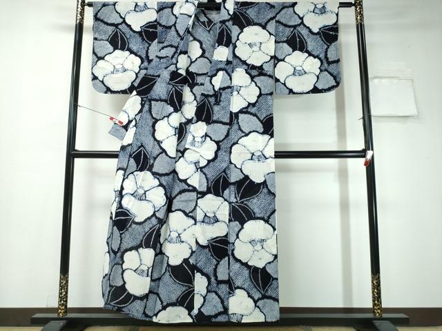 平和屋着物∴夏物 浴衣 有松鳴海絞り 椿 綿 逸品 未使用 CAAW1098ng_画像2