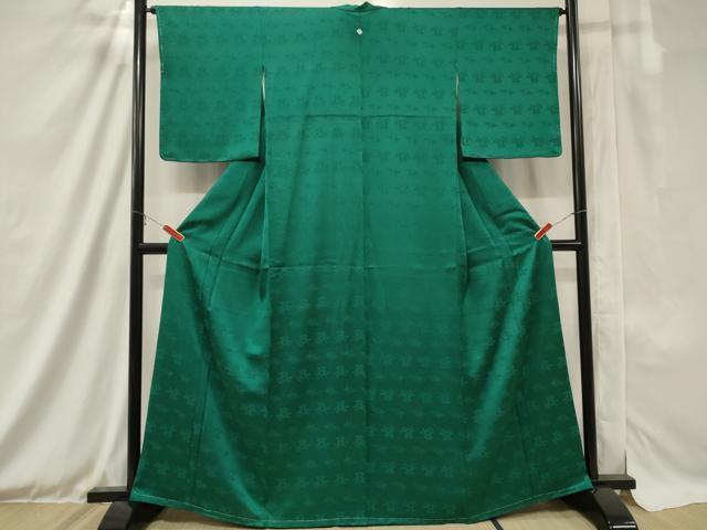 平和屋着物■上質な色無地　草花地紋　萌葱色　正絹　逸品　未使用　CAAX2164in_画像2