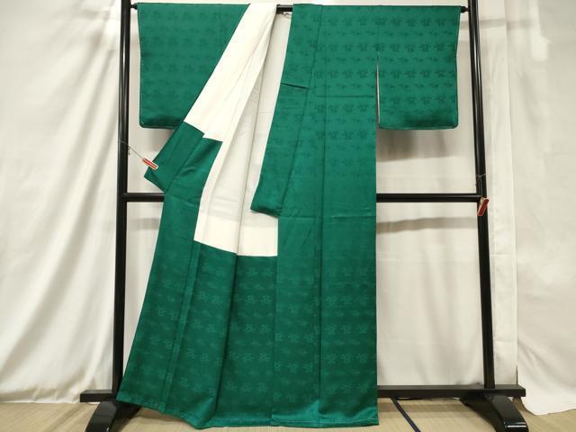 平和屋着物■上質な色無地　草花地紋　萌葱色　正絹　逸品　未使用　CAAX2164in_画像3