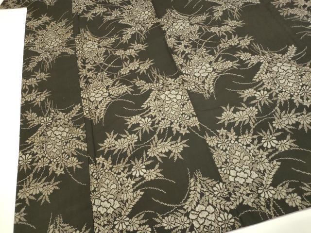 平和屋著物■本場大島紬　7マルキ　草花文　正絹　逸品　DAAT8191qp
