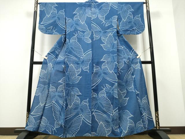 平和屋着物∴夏物 浴衣 綿紅梅 舞蝶文 綿 逸品 CAAW1107ng_画像1