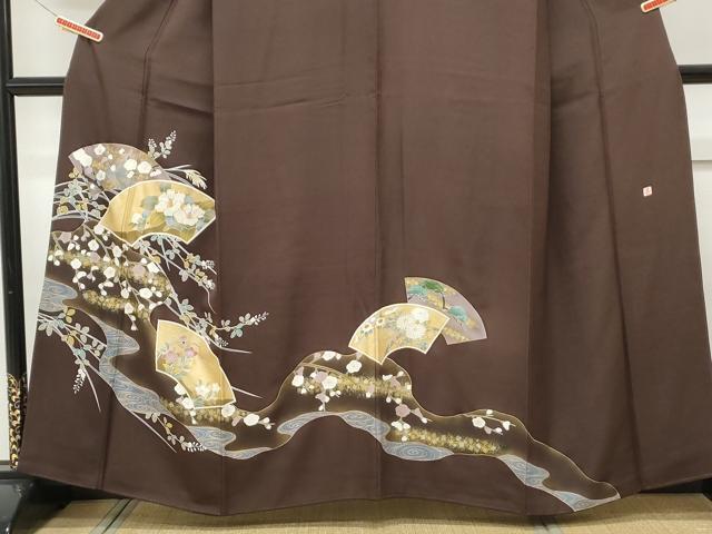 平和屋着物■豪華色留袖　作家物　駒刺繍　地紙草花文　金彩　正絹　逸品　CAAX5064th_画像2