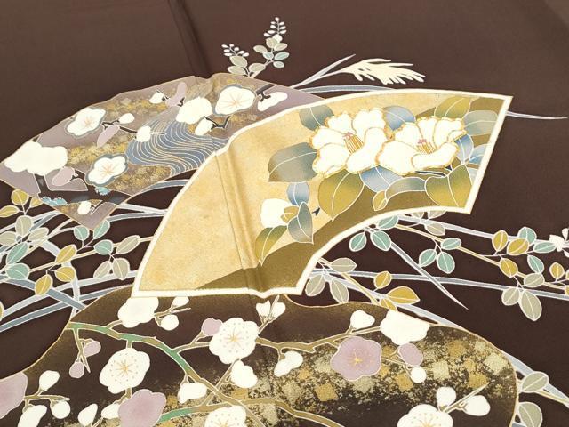 平和屋着物■豪華色留袖　作家物　駒刺繍　地紙草花文　金彩　正絹　逸品　CAAX5064th_画像4