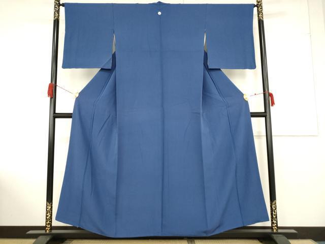 平和屋着物■上質な色無地　青藍色　正絹　逸品　AABA2356ma_画像1