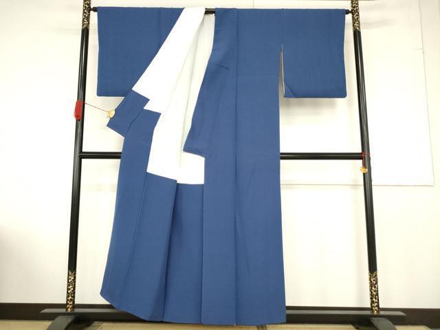 平和屋着物■上質な色無地　青藍色　正絹　逸品　AABA2356ma_画像2