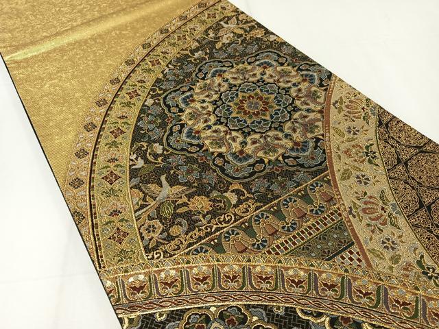 平和屋着物▽六通柄袋帯 正倉院更紗花鳥文 金糸 引箔 正絹 逸品