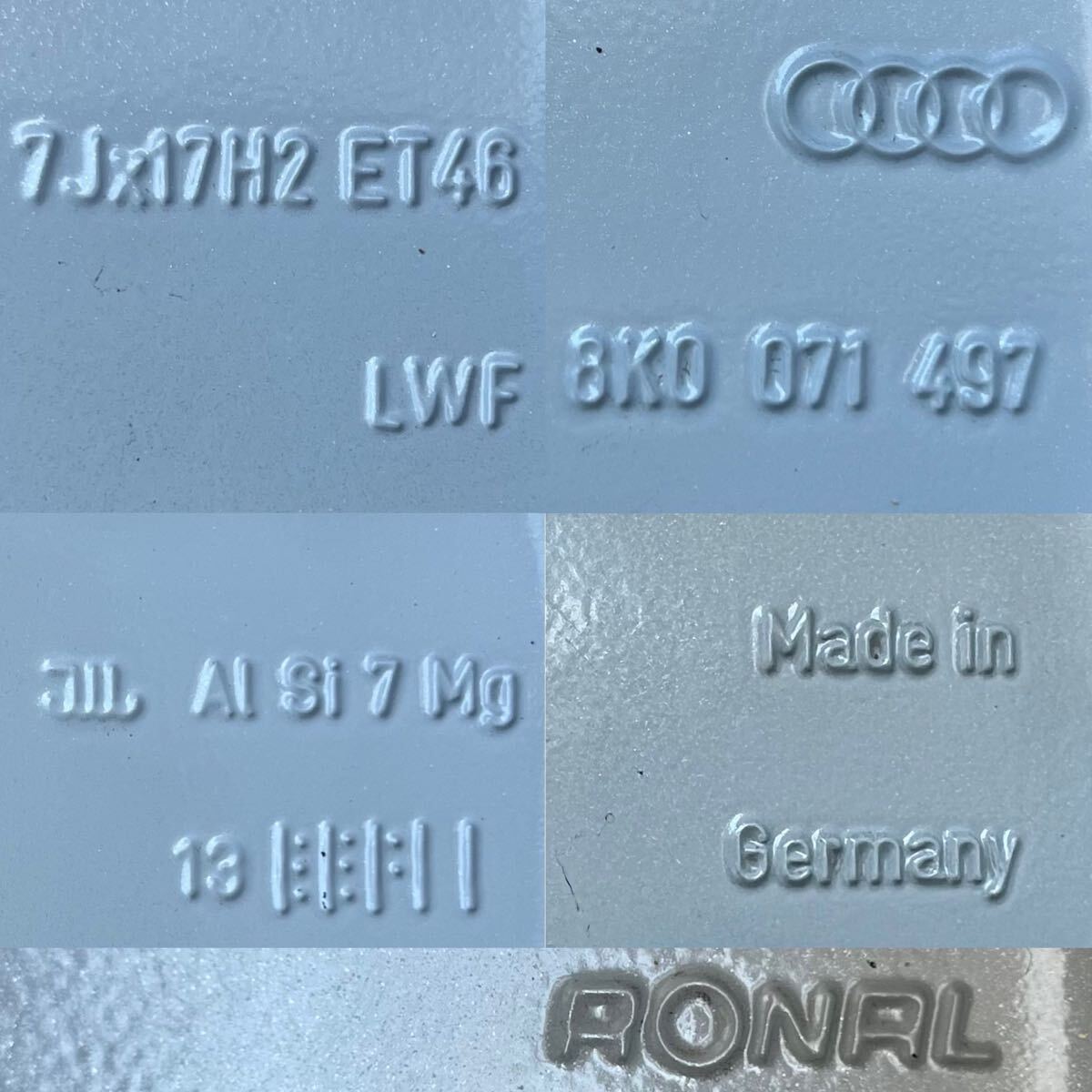 即決◆極上美品◆AUDI アウディ A4(8K) 5アーム デザイン純正ホイール17インチ4本セット◆7J-17 ET46 pcd112x5H◆TT クーペ A4アバント流用_画像8