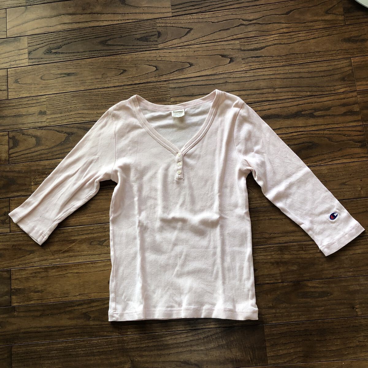 チャンピオン（Champion ）　Tシャツ　カットソー　7分袖　うすピンク　サイズL_画像1