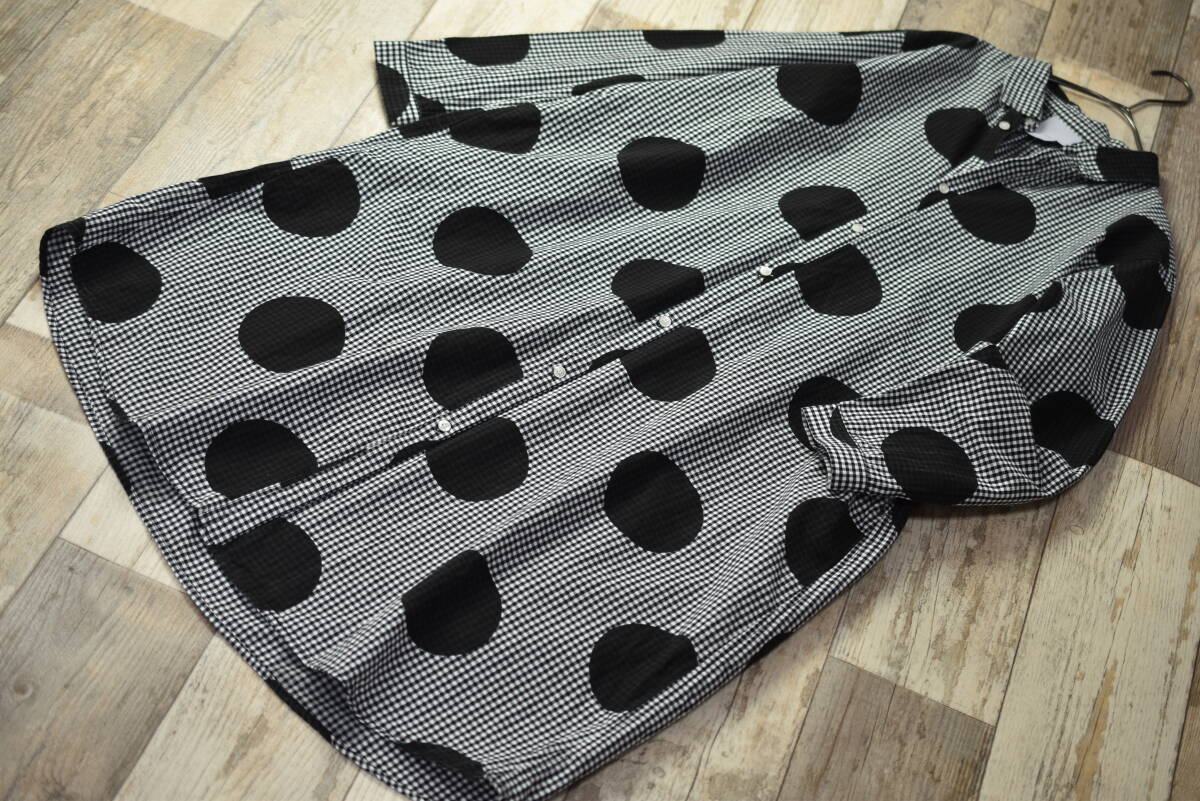 ichi イチ ギンガムチェック柄ドット 長袖シャツワンピース 