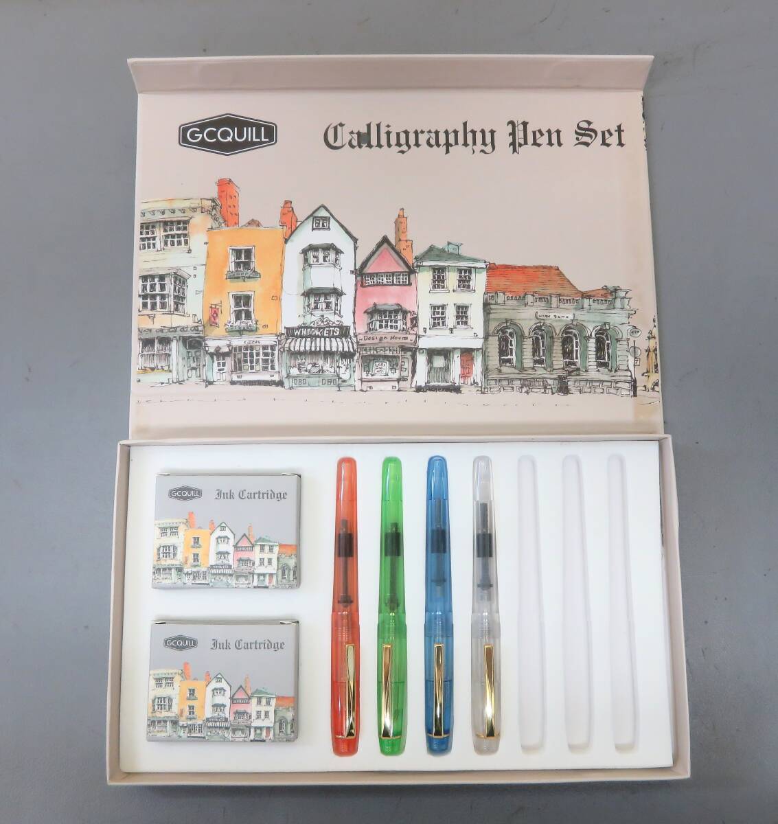 1102ナ◆GCQUILL Fountain Calligraphy Pen Set カリグラフィーペン&インク32本◆_画像1