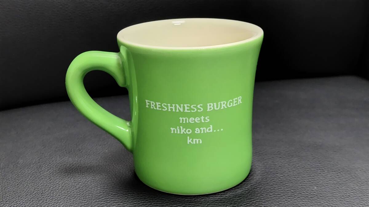 【未使用】FRESHNESS BURGER フレッシュネスバーガー niko and... コラボデザイン マグカップ グリーン_画像2
