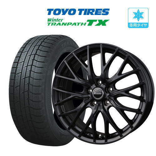 スタッドレス タイヤ ホイール 4本 5穴 100 114.3 E05II ブラックVer. TOYO ウィンタートランパス TX 205/60R16 ノア ヴォクシー_画像1