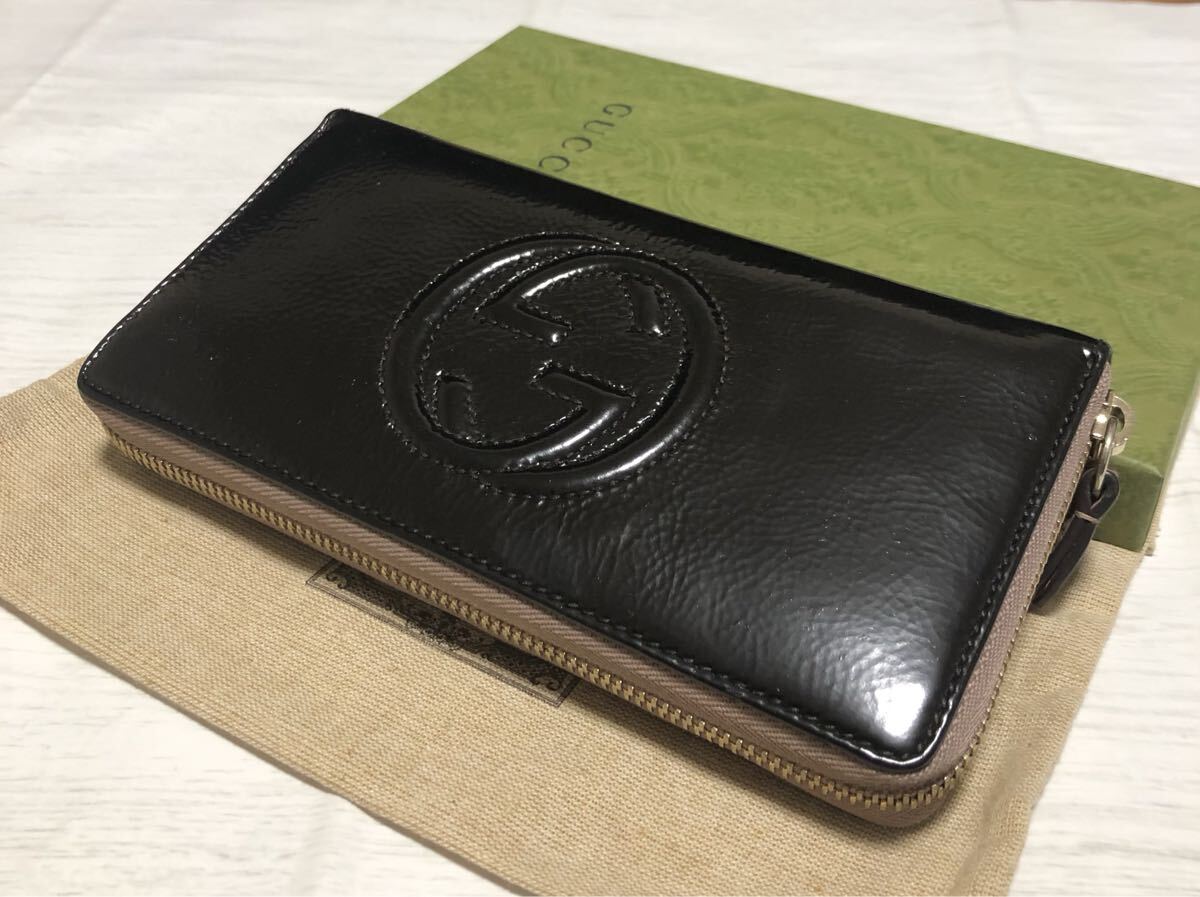 【美品】GUCCIソーホーGGラウンドファスナー／シリアル番號(hào)308004?