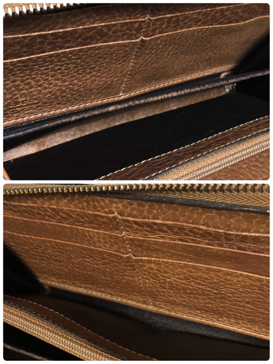 正規(guī)品/鑑定済み/GUCCIシマGGラウンドファスナー／GGチャーム／224253