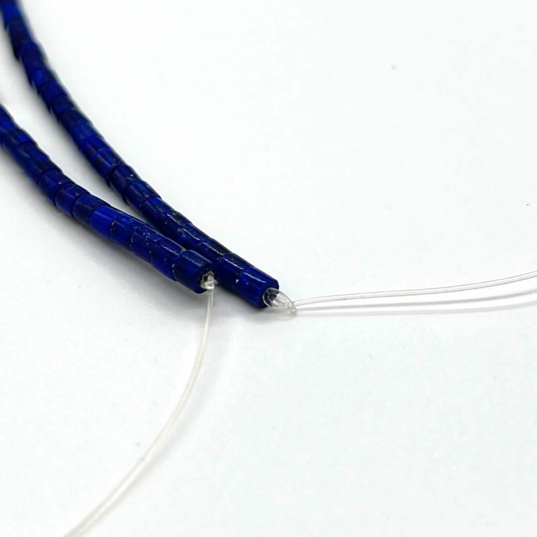 高品質 天然石 ラピスラズリ パイプ 40cm 2×2mm ビーズ 素材 1連 誕生石 パワーストーン ネックレス ハンドメイド ブレスレット 無着色_画像7