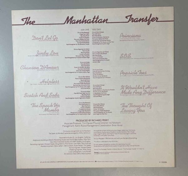 35681★美盤【日本盤】 The Manhattan Transfer / Coming Out ※帯付き