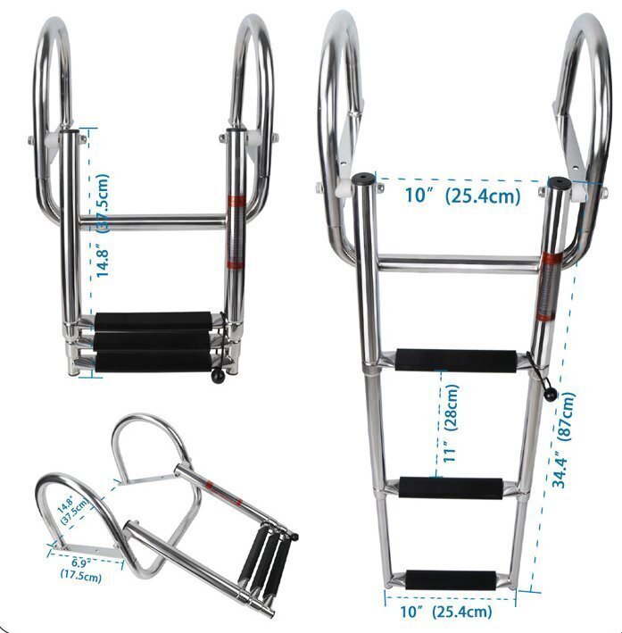 ステンレスを厚くしますボート用下水はしごボートボート折りたたみはしご泳いで登るはしご浮く