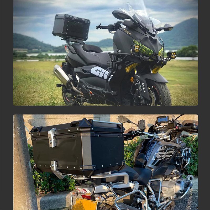 リアボックス モノキーケース バイク用トップケース 取り付け金具付き 大容量80L バイク用 ハンドル付き 収納ケース 防水 鍵2本 ブラック