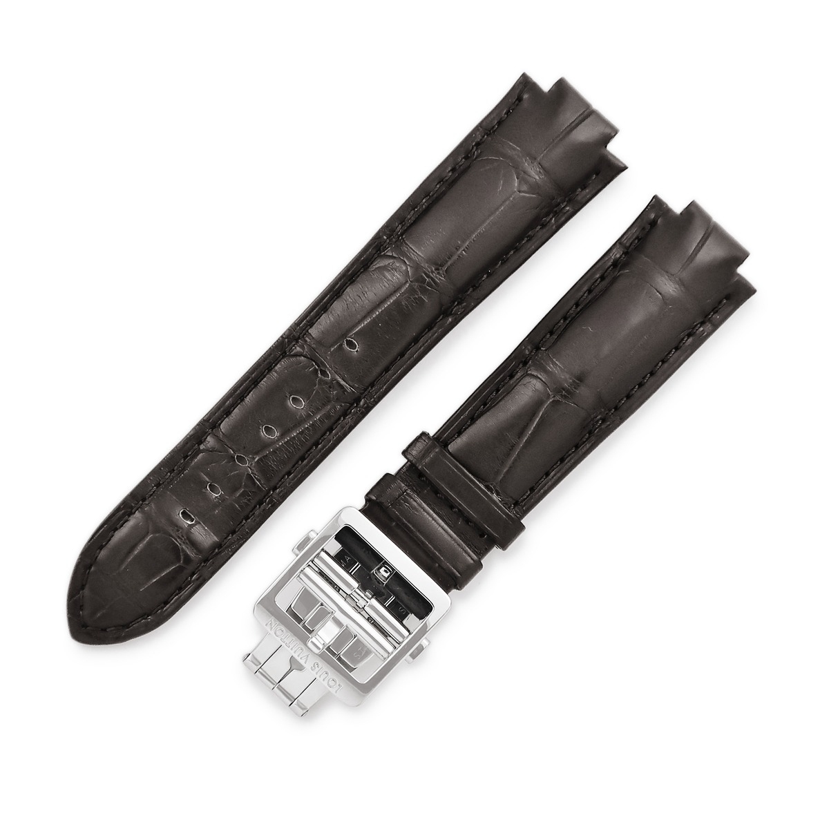 ルイヴィトン 腕時計パーツ 純正 タンブール用 クロコバンド クロコダイル ブラウン 替え ベルト 純正SS製バックル付き 21mm ブラウン 茶_画像1