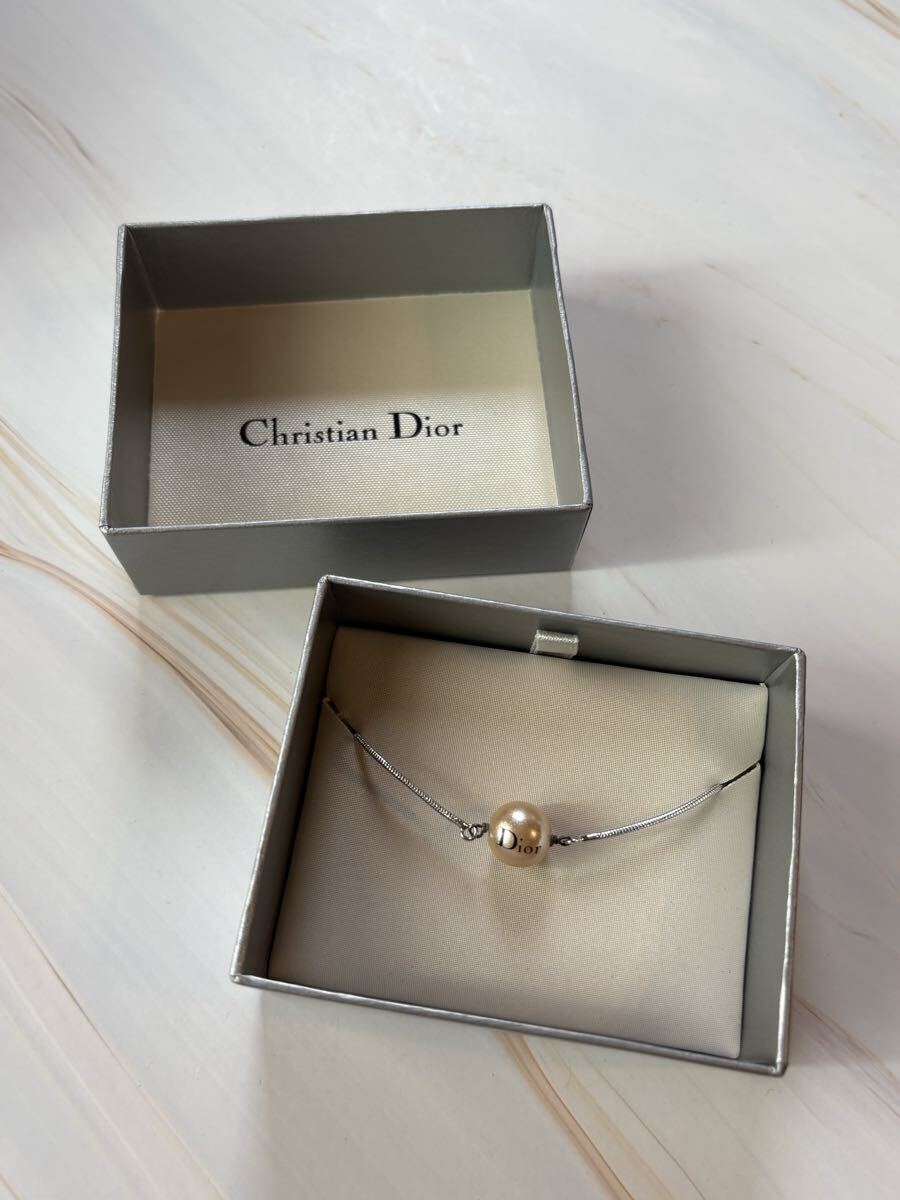 C【A25080703】1円〜 クリスチャンディオール ChristianDior ブレスレット アクセサリー パール シルバーカラー 箱付き