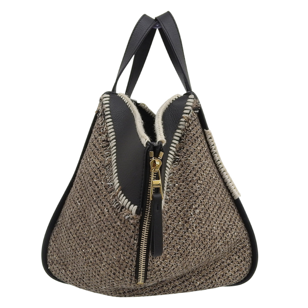 超美品 ロエベ 2019年商品 Hammock ハンモック アナグラムレザー ツイード トート ハンドバッグ S 希少 レディー オフィス 旅 数回使用程_画像4