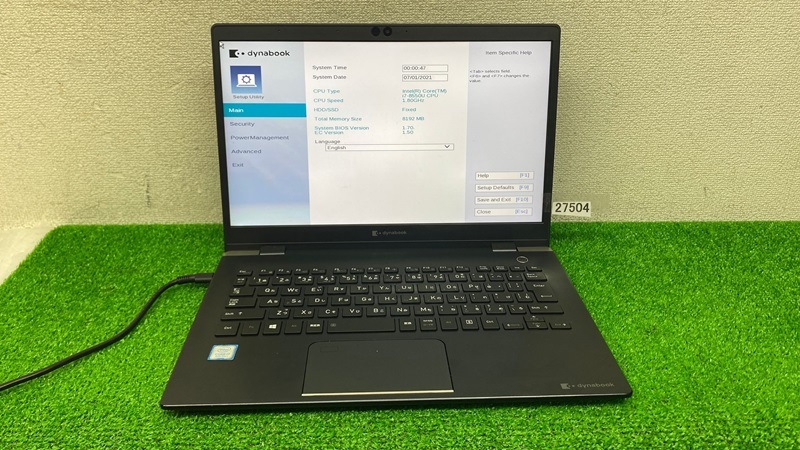 TOSHIBA DYNABOOK GZ83/ML I7-8代 電源 OK BIOS OK メモリ8 gb HDD 0 ジャンク (27504)