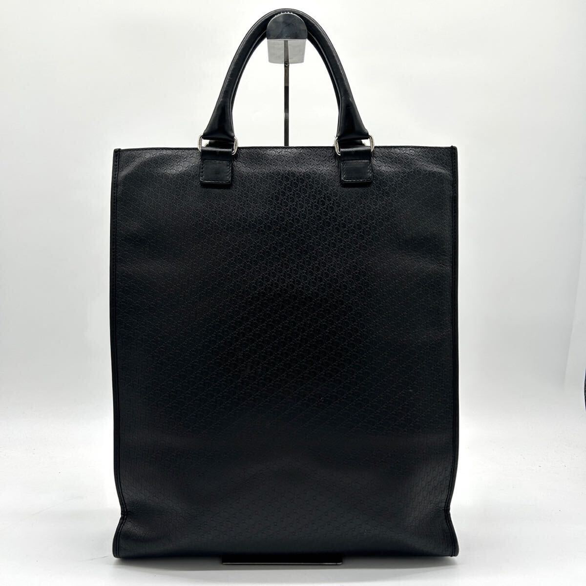 1円 ◆美品◆ Dior Homme ディオールオム Christian Dior トロッター トートバッグ ハンドバッグ オブリーク レザー ブラック 黒 メンズ