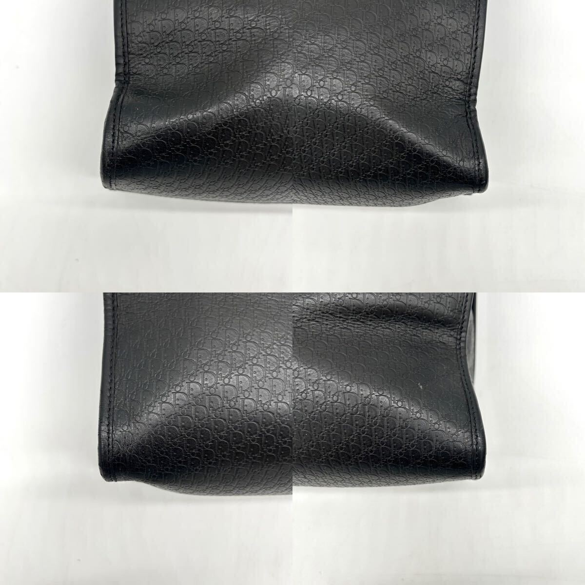 1円 ◆美品◆ Dior Homme ディオールオム Christian Dior トロッター トートバッグ ハンドバッグ オブリーク レザー ブラック 黒 メンズ