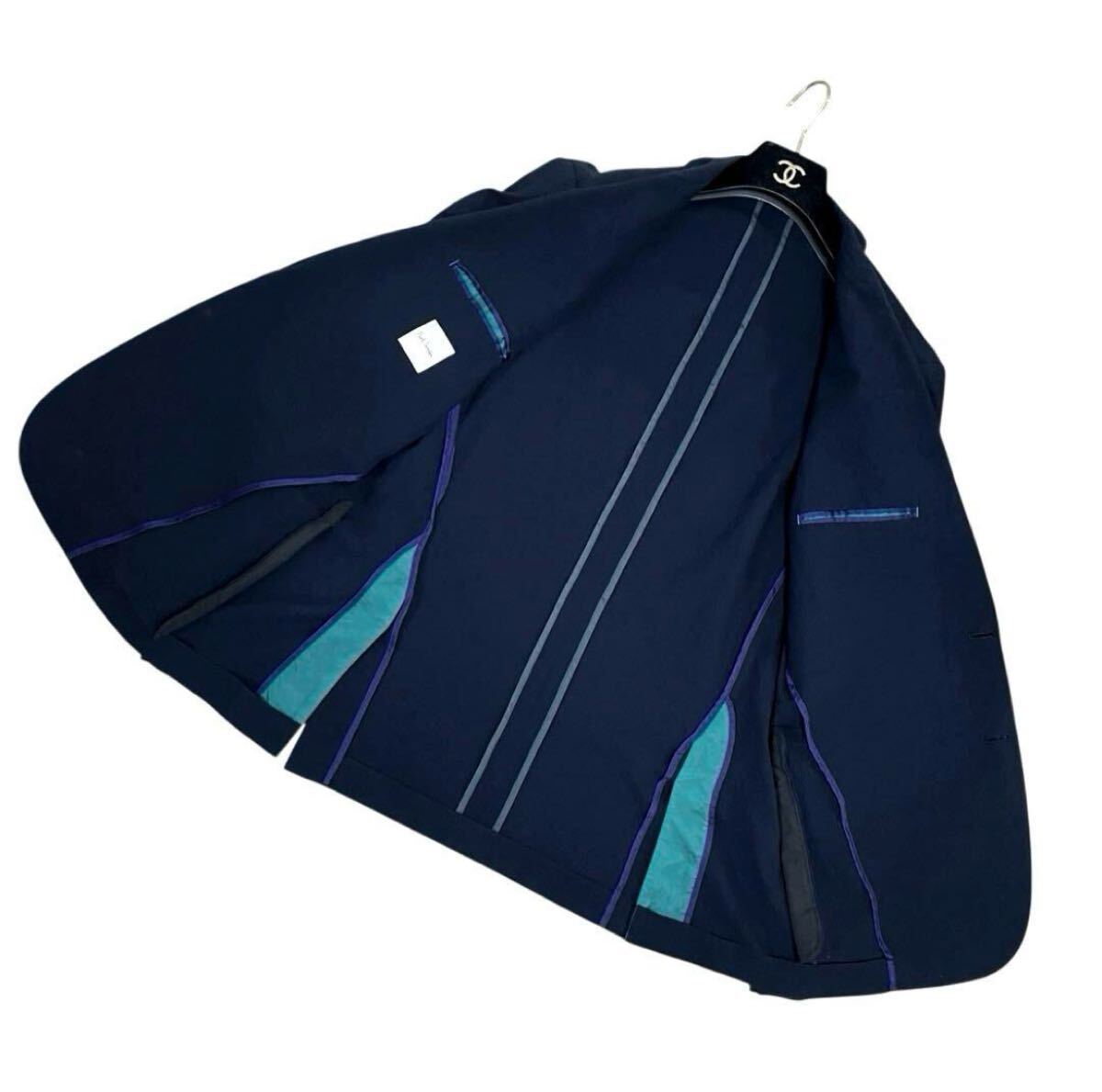 現行タグ Paul Smith ポールスミス シアサッカー ストレッチ 伸縮性 テーラードジャケット アンコン ブレザー 大きいサイズL2 日本製 2B_画像4