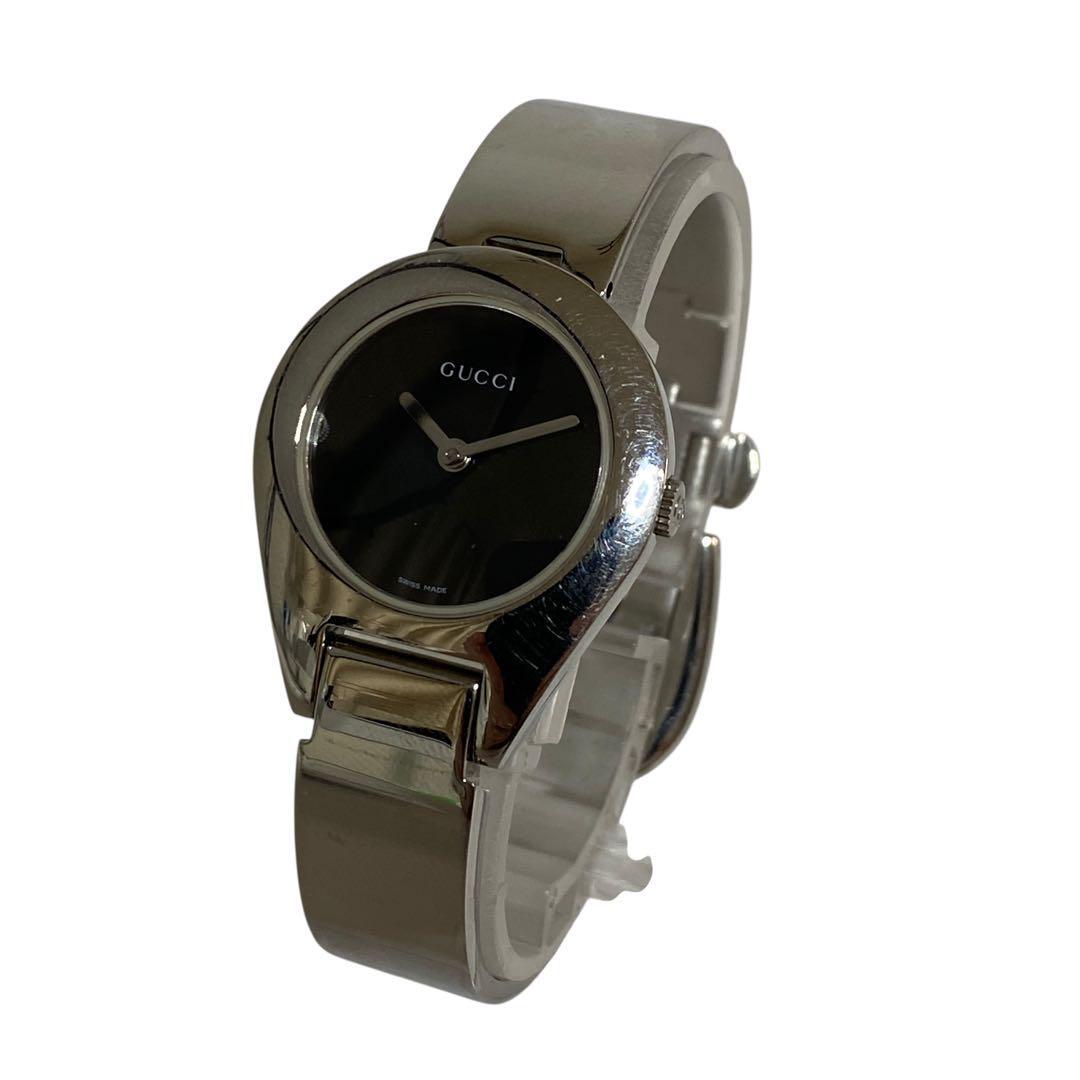 GUCCI バングル ウォッチ 黒文字盤 SSクォーツ 6700L 稼働品
