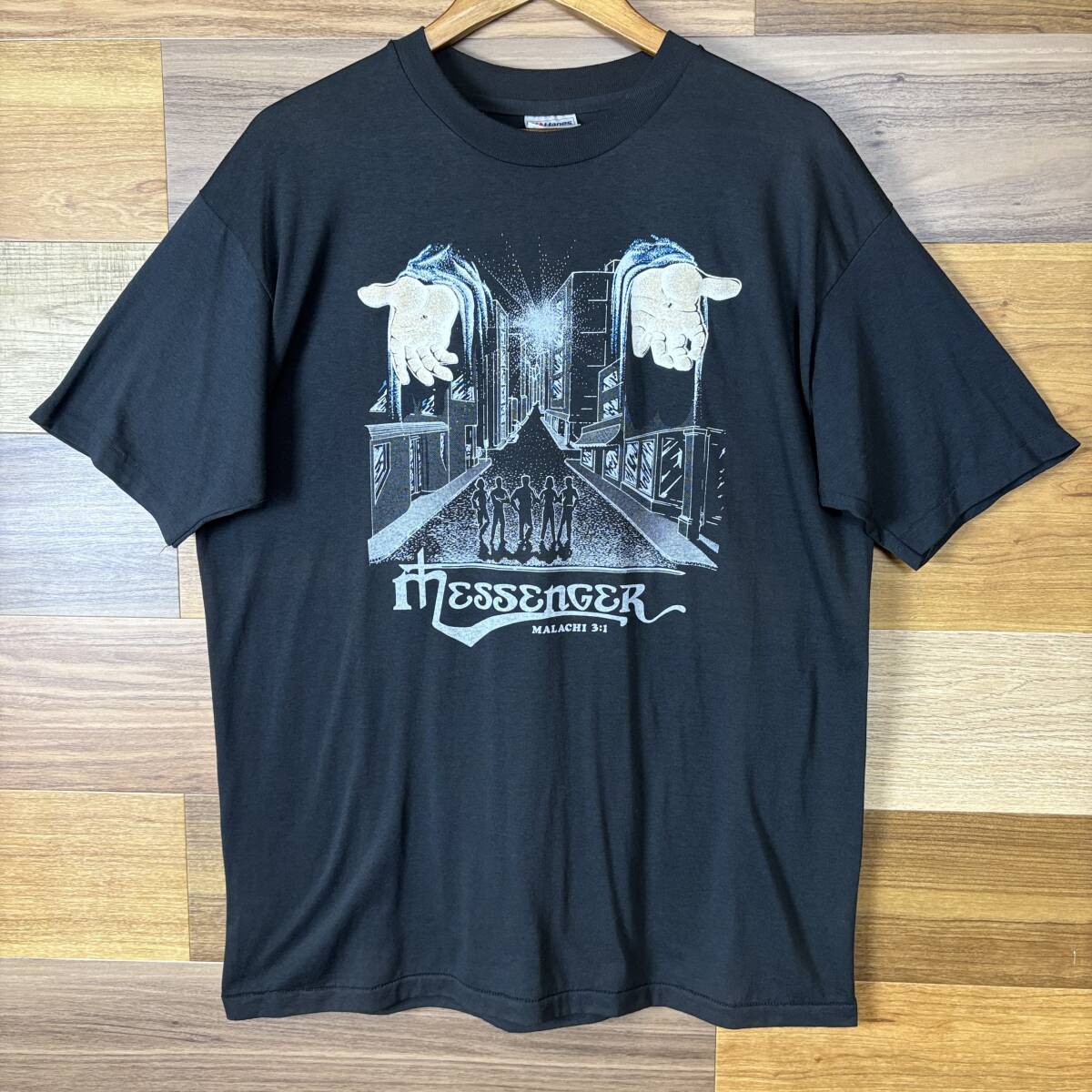 USA製 80s Messenger 聖書 マラキ書 ヨハネ 宗教 T-sh Tシャツ サイズ メンズ XL シングルステッチ アメリカ製 アメカジ 古着 r25090448_画像1