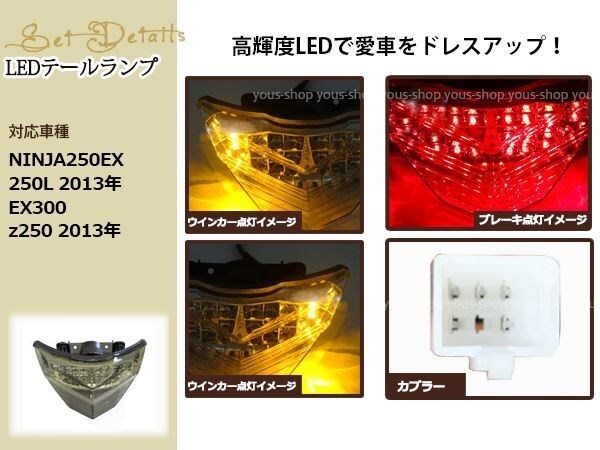NINJA250 EX250L 2013 год EX300 z250 2013 год затонированный tail LED задний фонарь высокая яркость LED установка тормоз указатель поворота функция установка украшать 