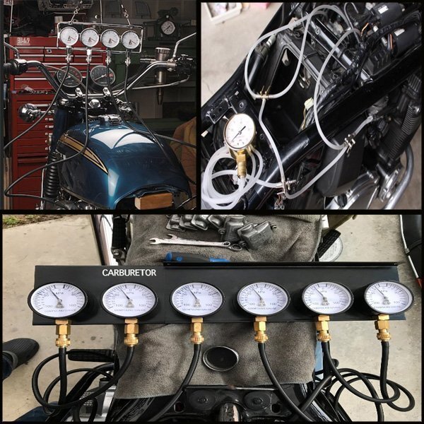 プロフェッショナル バキュームゲージ ＆ フューエルテスター メーター 負圧 測定 キャブレター 調(diào)整 バイク スクーター 工具 DIY
