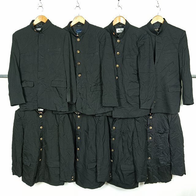 メンズ 学ラン 学生服 B体含む 無地 黒 カシドス 1円 中古 制服 学生服 兵庫飾磨工業高校 8枚 セット 詰合わせ 39CS-299 DF
