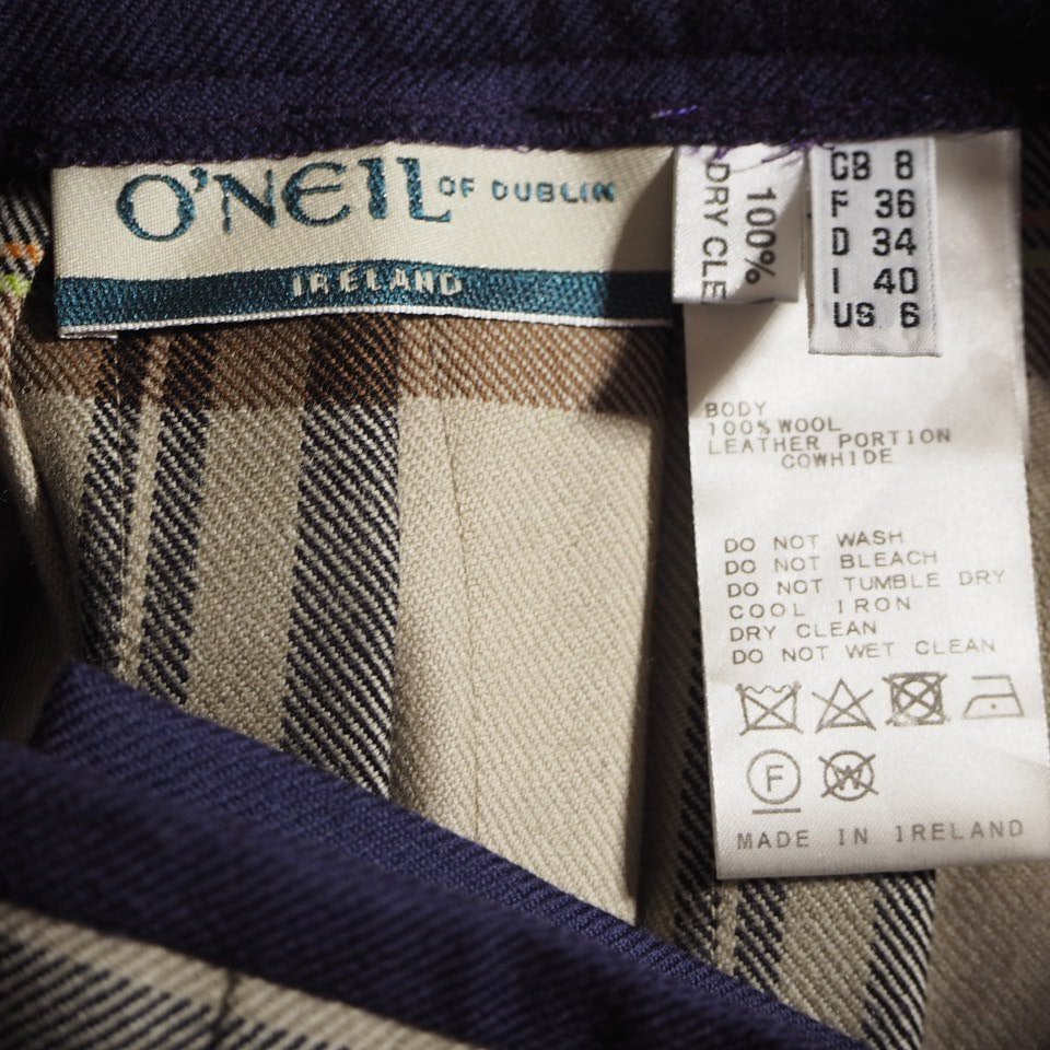 C4438f40　▼O'NEIL of DUBLIN オニールオブダブリン × シティショップ▼　マキシ丈 キルトスカート ベージュチェック S / ウール 秋冬