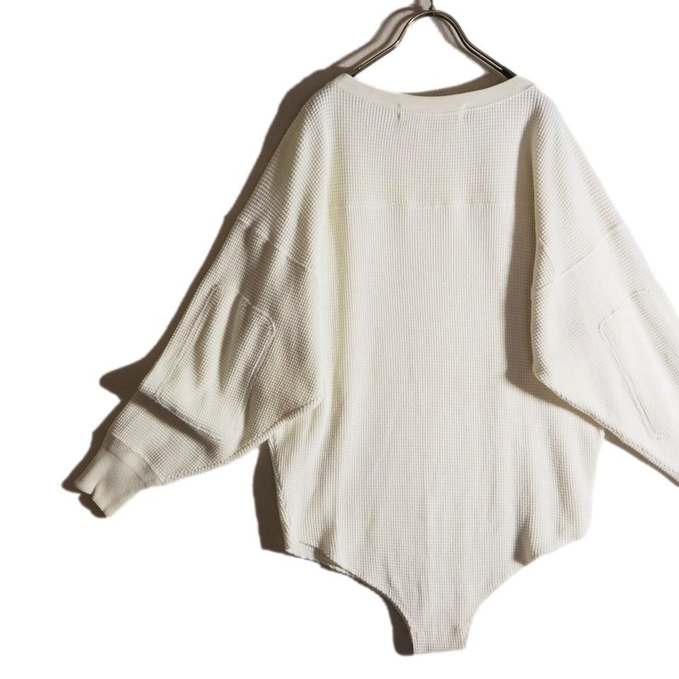 K1486f73　▼INSCRIRE アンスクリア▼　サーマル ボディスーツ ホワイト / コットン トップス カットソー 白 春～秋_画像3