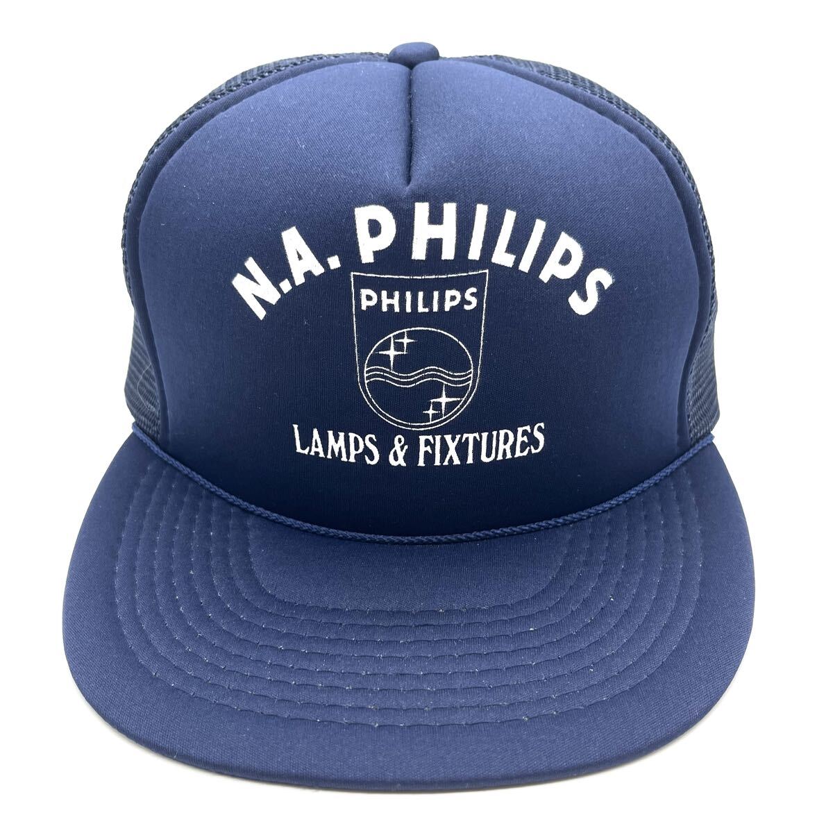 【90s】N.A. Philips 企業モノ トラッカーキャップ 帽子 ５パネル スナップバック プリントロゴ ビンテージ メッシュキャップ_画像1