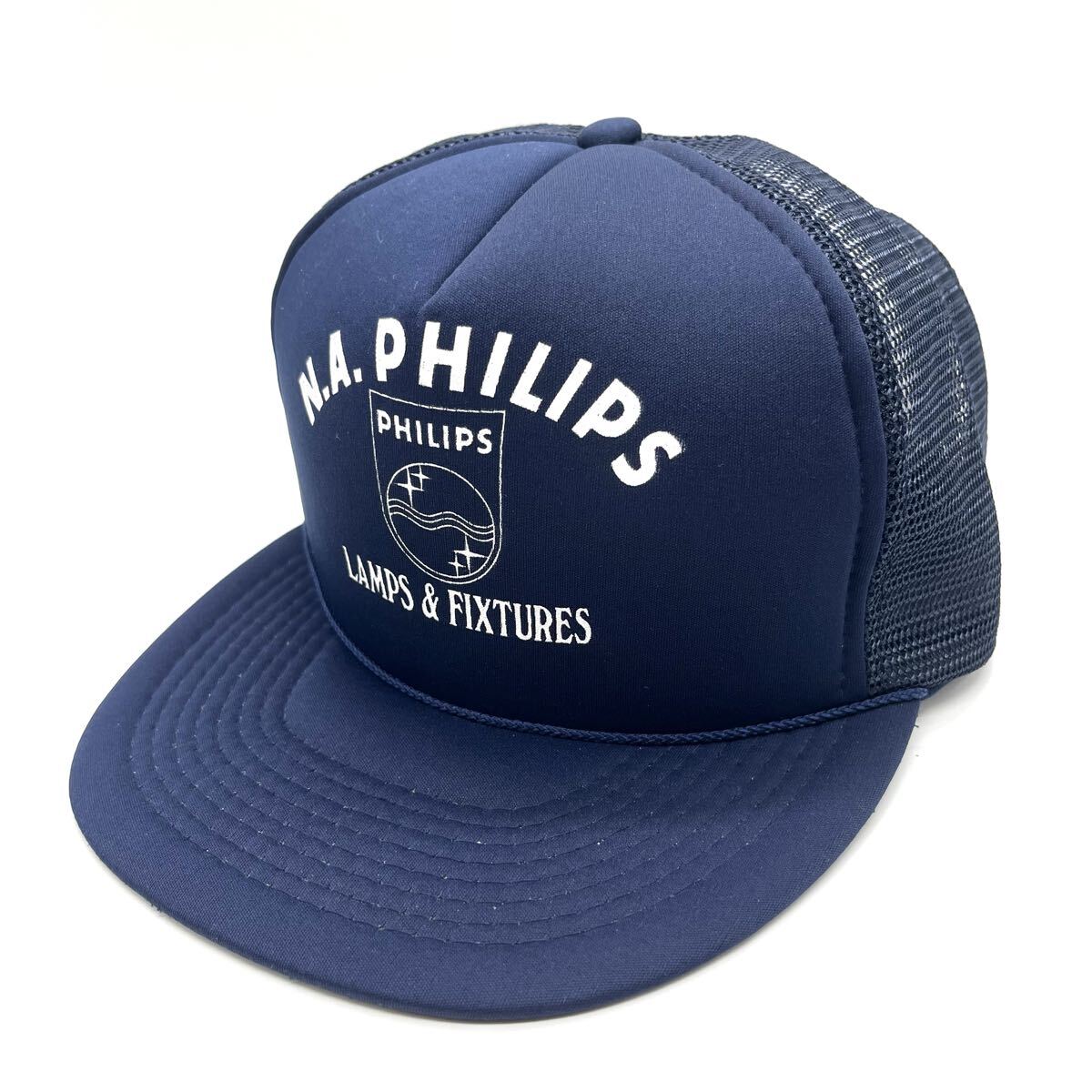 【90s】N.A. Philips 企業モノ トラッカーキャップ 帽子 ５パネル スナップバック プリントロゴ ビンテージ メッシュキャップ_画像2