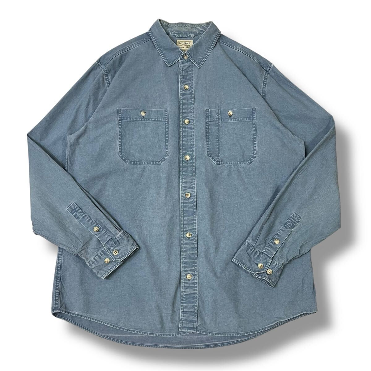 L.L.Bean(エルエルビーン) SLIGHTLY FITTED デニムシャツ L ワークシャツ 長袖シャツ ワイシャツ アウトドア キャンプ 古着_画像1