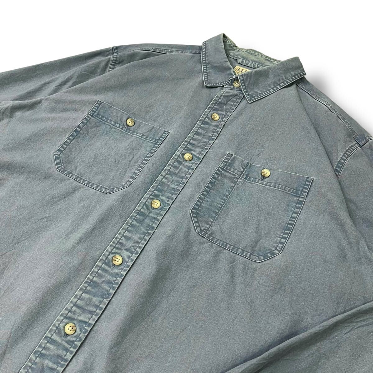 L.L.Bean(エルエルビーン) SLIGHTLY FITTED デニムシャツ L ワークシャツ 長袖シャツ ワイシャツ アウトドア キャンプ 古着_画像3