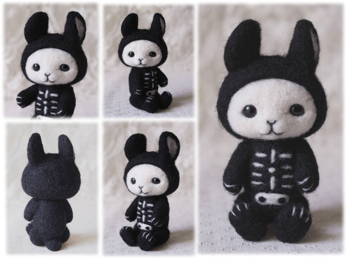 ★ハンドメイド?羊毛フェルト?ハロウィン?うさぎ?モンスター?ほねほねうさぎ?かぼちゃ?お飾り★