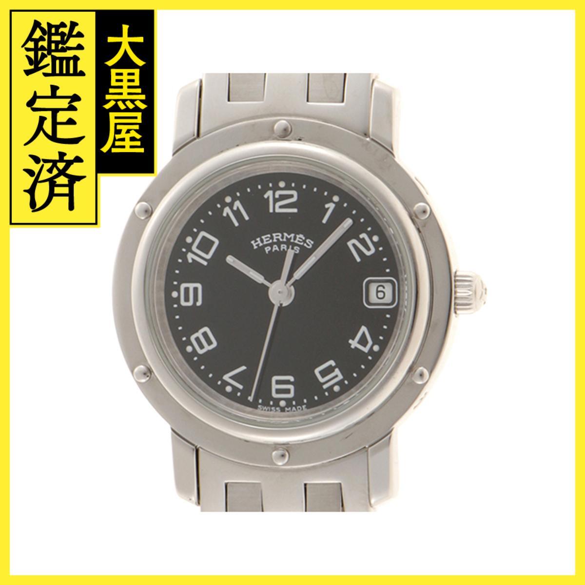 Hermes エルメス クリッパー CL4.210 SS ブラック 女性用/Ladies watches