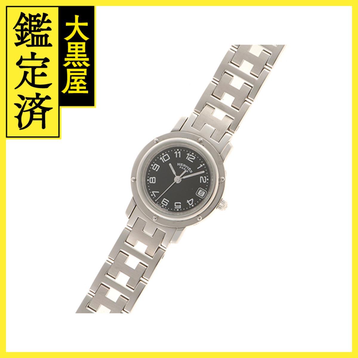 Hermes エルメス クリッパー CL4.210 SS ブラック 女性用/Ladies watches