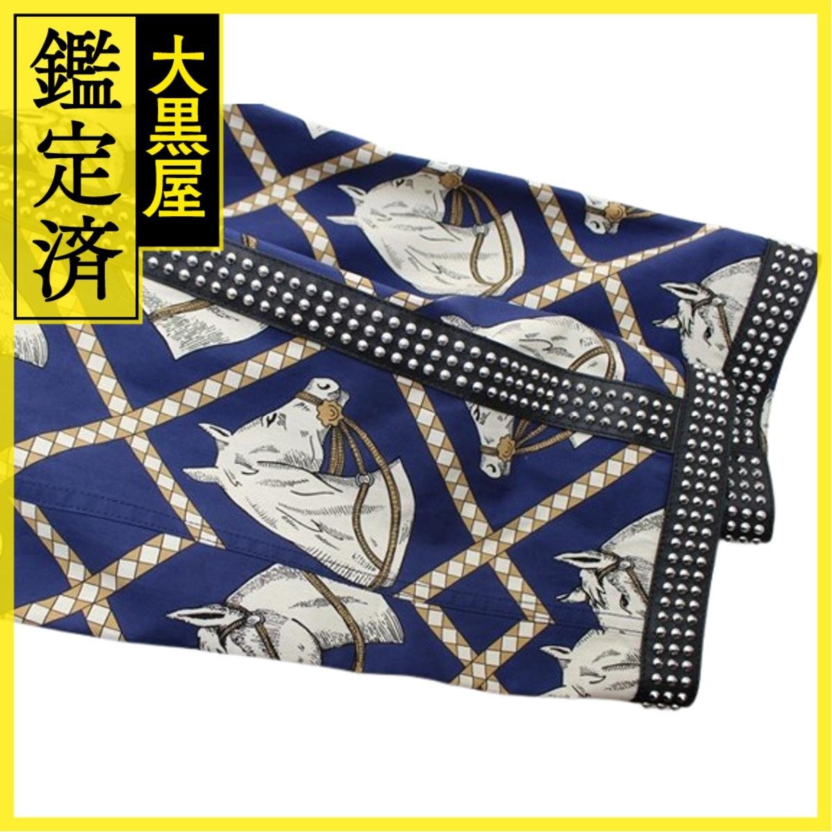 GUCCI　グッチ　スタッズロングコート　メンズ46　ネイビー/ホワイト/ブラック　コットン　716220Z8A6L　2143000712721